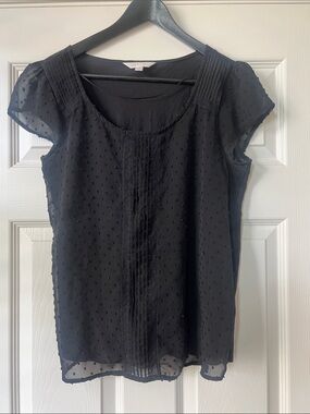 Women's Black Dot Pintuck Blouse